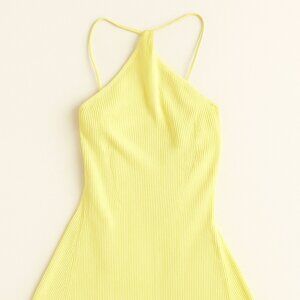 ZARA Yellow Ribbed Halter Dress – Size S